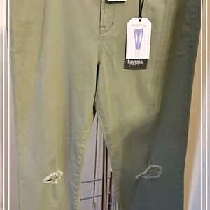 Kensie Green Distressed Skinny Pants